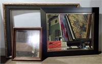 (F) Wall Mirrors and Ornate Picture Frame (17"