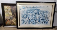 (JL) Blue and White Lithograph signed by Leroy