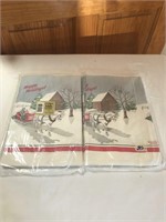 2 Vintage Christmas Table Covers