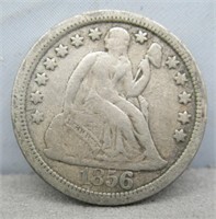 1856 Seated liberty silver dime.