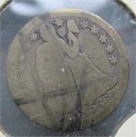 1854 With arrows seated liberty silver dime.