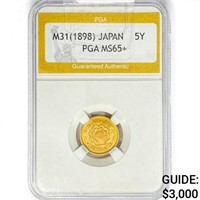 M31 (1898) 5 Yen Japan Gold PGA MS65+