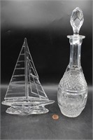 Waterford Crystal Sailboat & Cut Glass Decanter