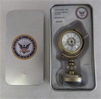 US NAVY Brass Mini Desk Clock