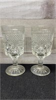 2 Vintage Pressed Glass Goblets 6.5" Tall