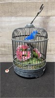 Hanging Bird Cage Makes Chirping Sound 13" High