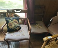 5 Needlepoint Carved Back Chairs