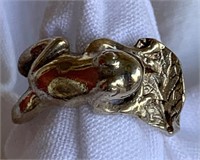 Sterling Silver Frog w/ Lily Pad Ring Sz 5