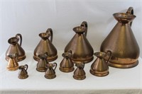 Rare Set of Antique Marked Copper Measuring Jugs
