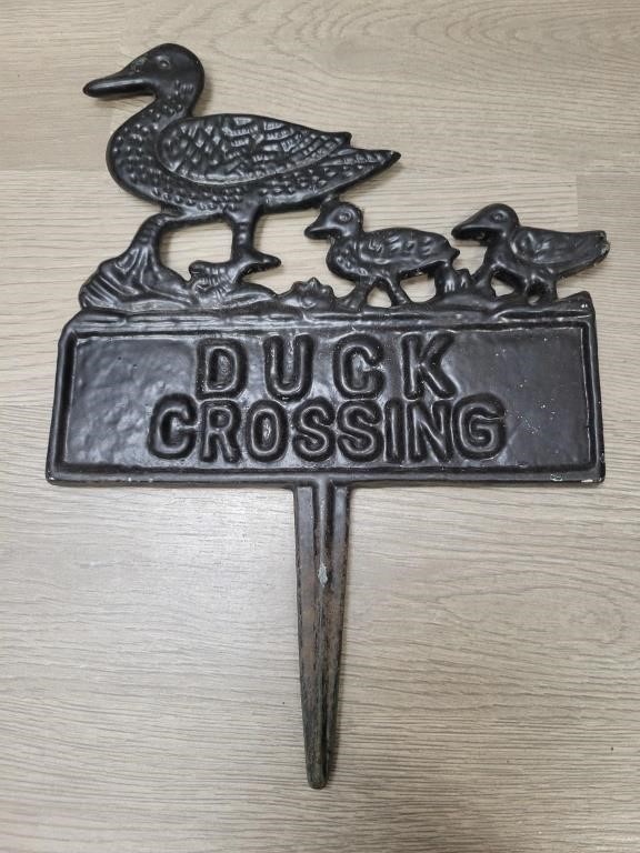 Cast Iron Enamel Duck Crossing Sign