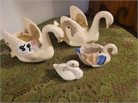 Vintage lot of swan decor