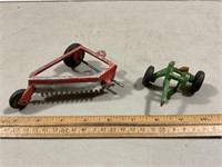 Metal Hay Rake & Wheeled Toy