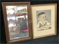 (2) Piece Wall Decor Mirror and Portrait