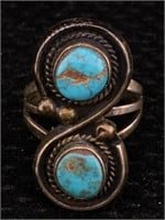 Sterling Indian Ring w/Turquoise sz 7
