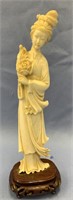 Stunning Asian ivory carving of a young woman on a