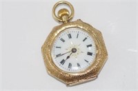 15ct gold & enamel ladies pocket watch