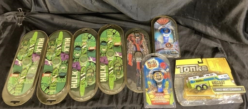 MARVEL WATCHES LOT & TONKA  RESCUE RIG