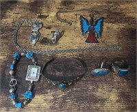 Lot of 7 faux turquoise costume jewelry pieces
