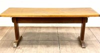 Vintage Farmhouse Long Narrow Stained Pine Table