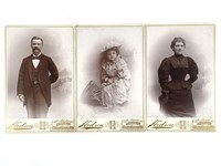 3 Cabinet Cards SF Photo Studio, Man, Woman, Child