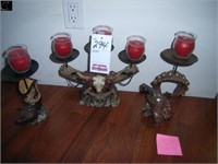 3 piece western candle holder set