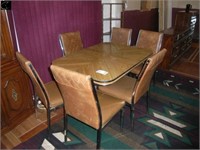 Chrome kitchen set w/ table & six chairs