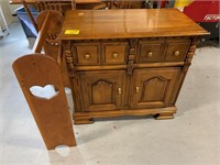 32" TALL WOODEN CABINET, WOODEN HEART THEMED