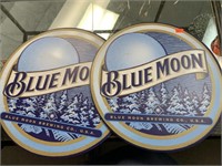 2 BLUE MOON 12 “ METAL ADVERTISING SIGNS