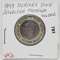1943 Amer Museum Holder w/Merucry Dime