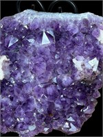 FREE FORM AMETHYST SLAB WITH CALCITE FORMATIONS
