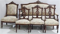 Victorian Carved Walnut 5pc Parlor Set