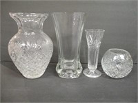 Crystal Vases & Rose Bowl