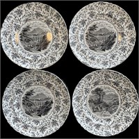 (4) 19thC Antique Transferware Dishes Plates