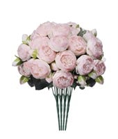 Hoikwo 4 Bunches Small White Pink Light Pink Peony