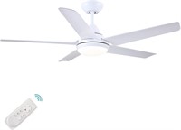 YUHAO 48 inch White Ceiling Fan with Light
