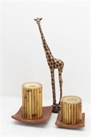 Giraffe Decor, Pillar Candles w/ Holder Drip