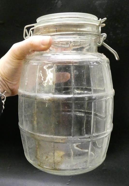 Vintage Glass Barrel Jar