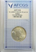 1922P Morgan Silver Dollar AFCGS MS62