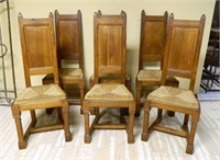 French Farmhouse Style High Back Oak Chairs.