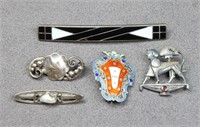 (5) Victorian - Art Deco Sterling Silver Pins