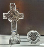 WATERFORD CRYSTAL CROSS AND CLOCK