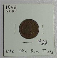 1868  Indian Head Cent   VF-XF