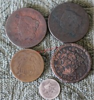 5 pcs. Early U.S. Value Coin Group