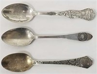 Lot of 3 Vintage Sterling Silver Souvenir Spoons