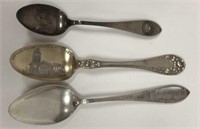 Lot of 3 Vintage Sterling Silver Souvenir Spoons