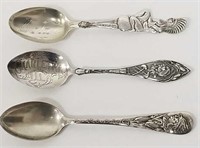 Lot of 3 Vintage Sterling Silver Souvenir Spoons