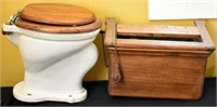 ANTIQUE HIGH TANK OAK TOILET