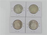 FOUR 1960-1963 CANADIAN 50 CENT COINS