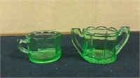Vintage Uranium Vaseline Glass Sugar Bowl