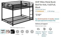 B2365 DHP Miles Metal Bunk Bed for Kids, Full